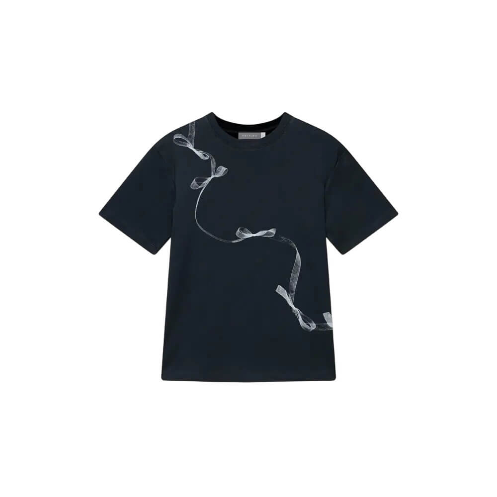 Mint Velvet Navy Ribbon Print T-Shirt